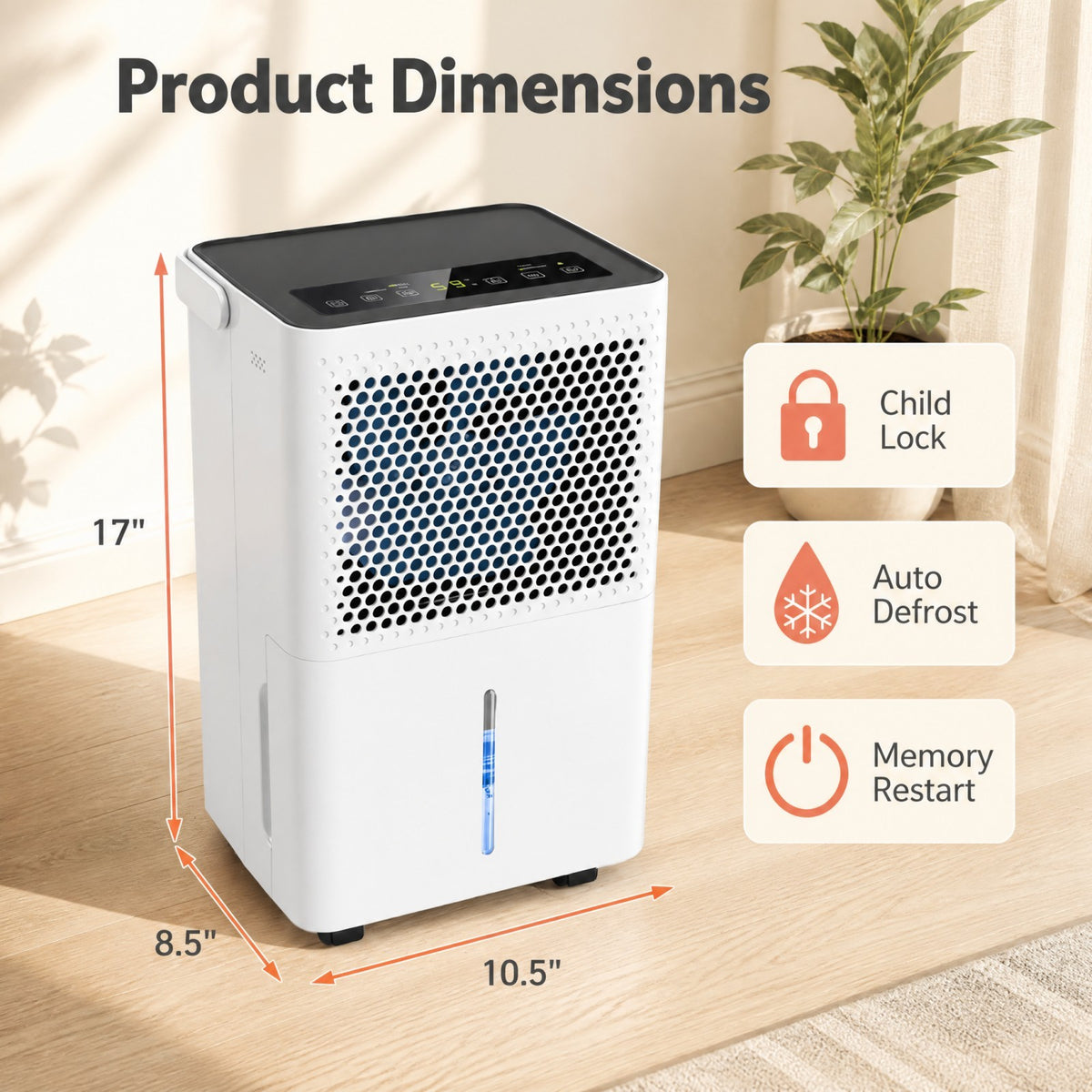 2000 Sq.Ft Dehumidifier for Home, 32 Pints Dehumidifier with 2 Modes, 24H Timer, LED Display, Child Lock, Drain Hose & Auto Defrost, Smart Humidity Control for Bathroom, Bedroom, Basement