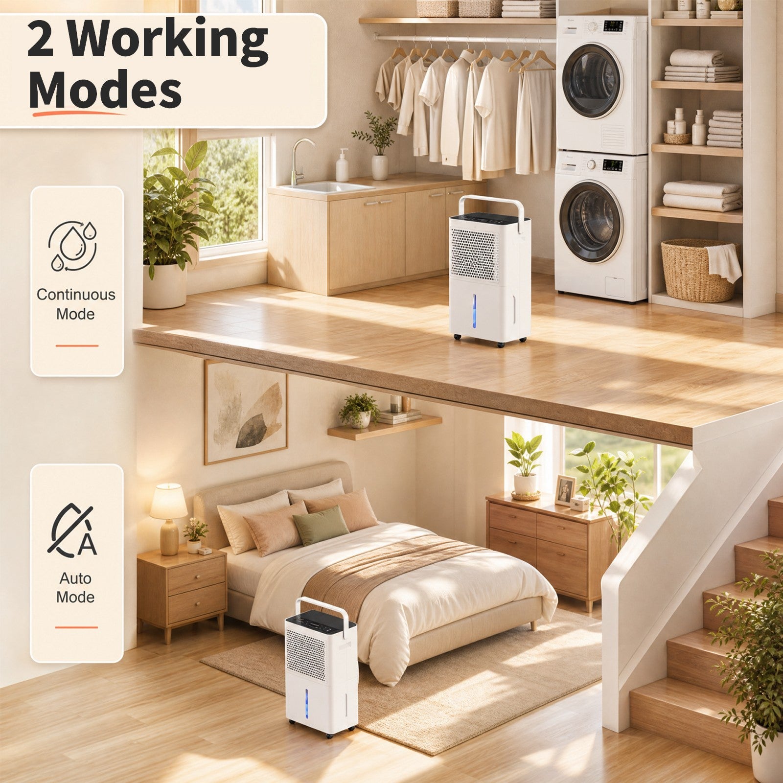2000 Sq.Ft Dehumidifier for Home, 32 Pints Dehumidifier with 2 Modes, 24H Timer, LED Display, Child Lock, Drain Hose & Auto Defrost, Smart Humidity Control for Bathroom, Bedroom, Basement