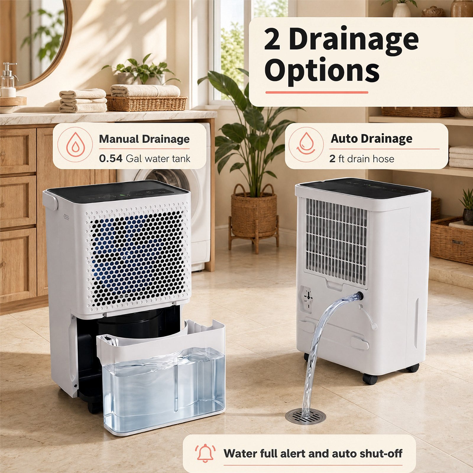 2000 Sq.Ft Dehumidifier for Home, 32 Pints Dehumidifier with 2 Modes, 24H Timer, LED Display, Child Lock, Drain Hose & Auto Defrost, Smart Humidity Control for Bathroom, Bedroom, Basement