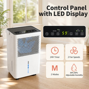 2000 Sq.Ft Dehumidifier for Home, 32 Pints Dehumidifier with 2 Modes, 24H Timer, LED Display, Child Lock, Drain Hose & Auto Defrost, Smart Humidity Control for Bathroom, Bedroom, Basement
