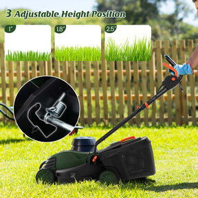 10 AMP 13" Corded Electric Push Lawn Mower 2-in-1 Walk-Behind Lawnmower with Collection Box, 3 Adjustable Height Position