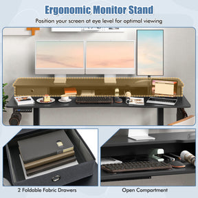 Electric Standing Desk with 2 Drawers, 3 Memory Positions, 63" x 24" Height Adjustable Electric Sit Stand Desk for Home Office Bedroom