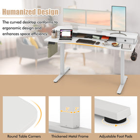 Electric Standing Desk with 2 Drawers, 3 Memory Positions, 63" x 24" Height Adjustable Electric Sit Stand Desk for Home Office Bedroom