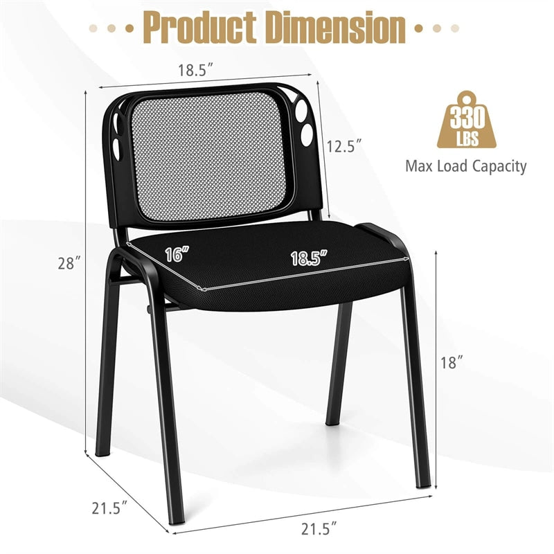 5/10/15 Pack Stackable Office Guest Chairs with Mesh Back & Padded Seat, 330lbs Capacity Conference Room Chairs for Waiting Room Reception