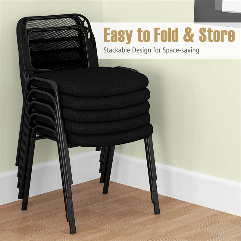 5/10/15 Pack Stackable Office Guest Chairs with Mesh Back & Padded Seat, 330lbs Capacity Conference Room Chairs for Waiting Room Reception