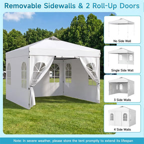 Pop Up Canopy Tent, Waterproof Outdoor Party Event Tent with Sidewalls, Center Lock & Sandbags Carry Bag, Portable Commercial Gazebo