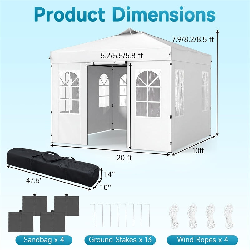 Pop Up Canopy Tent, Waterproof Outdoor Party Event Tent with Sidewalls, Center Lock & Sandbags Carry Bag, Portable Commercial Gazebo