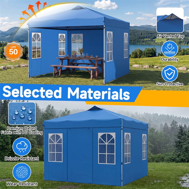 Pop Up Canopy Tent, Waterproof Outdoor Party Event Tent with Sidewalls, Center Lock & Sandbags Carry Bag, Portable Commercial Gazebo