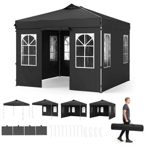 Pop Up Canopy Tent, Waterproof Outdoor Party Event Tent with Sidewalls, Center Lock & Sandbags Carry Bag, Portable Commercial Gazebo