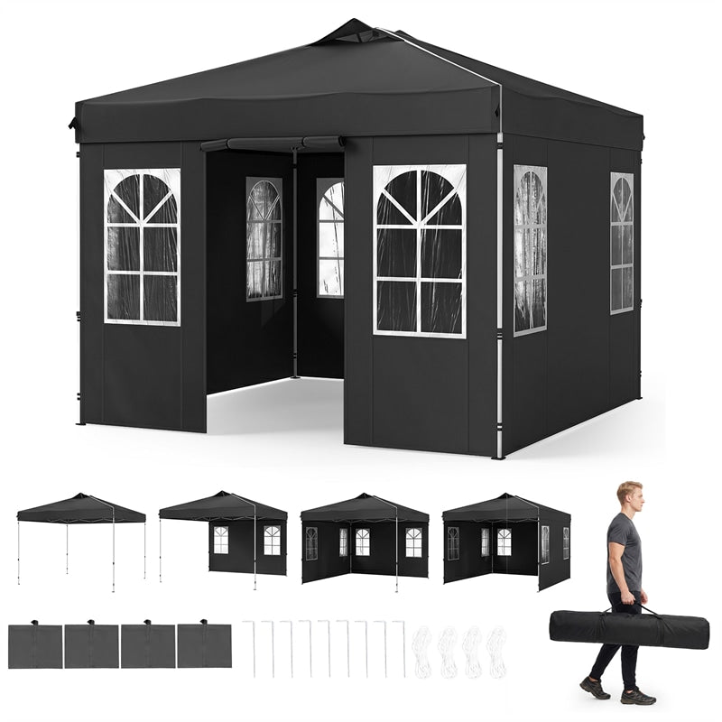 Pop Up Canopy Tent, Waterproof Outdoor Party Event Tent with Sidewalls, Center Lock & Sandbags Carry Bag, Portable Commercial Gazebo