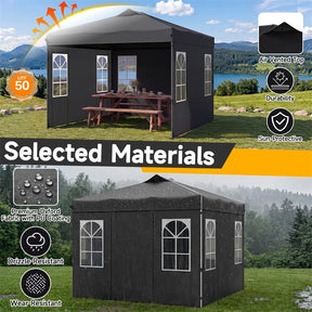Pop Up Canopy Tent, Waterproof Outdoor Party Event Tent with Sidewalls, Center Lock & Sandbags Carry Bag, Portable Commercial Gazebo