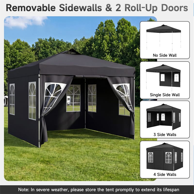 Pop Up Canopy Tent, Waterproof Outdoor Party Event Tent with Sidewalls, Center Lock & Sandbags Carry Bag, Portable Commercial Gazebo