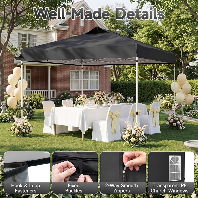 Pop Up Canopy Tent, Waterproof Outdoor Party Event Tent with Sidewalls, Center Lock & Sandbags Carry Bag, Portable Commercial Gazebo