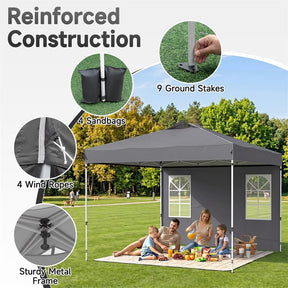 Pop Up Canopy Tent, Waterproof Outdoor Party Event Tent with Sidewalls, Center Lock & Sandbags Carry Bag, Portable Commercial Gazebo