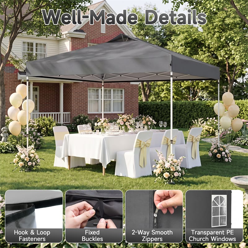 Pop Up Canopy Tent, Waterproof Outdoor Party Event Tent with Sidewalls, Center Lock & Sandbags Carry Bag, Portable Commercial Gazebo