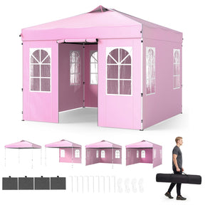 Pop Up Canopy Tent, Waterproof Outdoor Party Event Tent with Sidewalls, Center Lock & Sandbags Carry Bag, Portable Commercial Gazebo