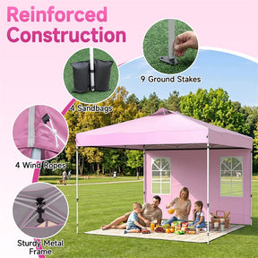 Pop Up Canopy Tent, Waterproof Outdoor Party Event Tent with Sidewalls, Center Lock & Sandbags Carry Bag, Portable Commercial Gazebo