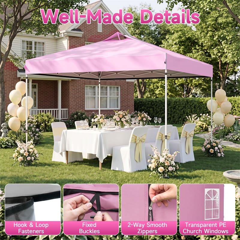 Pop Up Canopy Tent, Waterproof Outdoor Party Event Tent with Sidewalls, Center Lock & Sandbags Carry Bag, Portable Commercial Gazebo