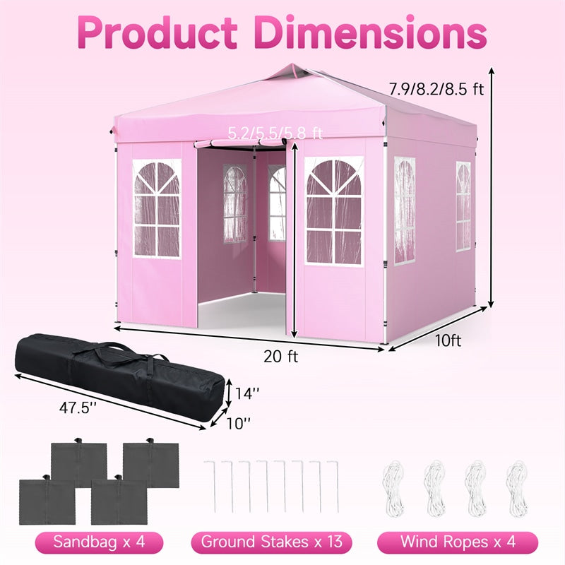 Pop Up Canopy Tent, Waterproof Outdoor Party Event Tent with Sidewalls, Center Lock & Sandbags Carry Bag, Portable Commercial Gazebo