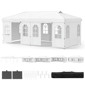 Pop Up Canopy Tent, Waterproof Outdoor Party Event Tent with Sidewalls, Center Lock & Sandbags Carry Bag, Portable Commercial Gazebo