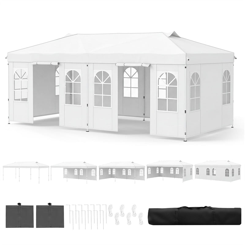 Pop Up Canopy Tent, Waterproof Outdoor Party Event Tent with Sidewalls, Center Lock & Sandbags Carry Bag, Portable Commercial Gazebo