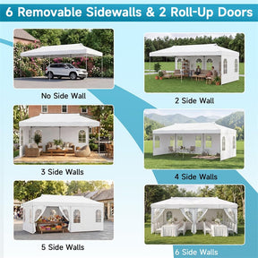 Pop Up Canopy Tent, Waterproof Outdoor Party Event Tent with Sidewalls, Center Lock & Sandbags Carry Bag, Portable Commercial Gazebo