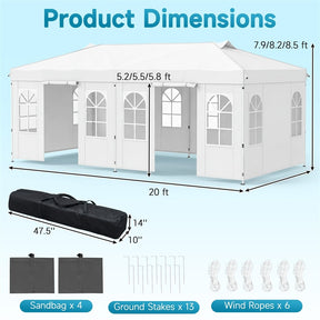 Pop Up Canopy Tent, Waterproof Outdoor Party Event Tent with Sidewalls, Center Lock & Sandbags Carry Bag, Portable Commercial Gazebo