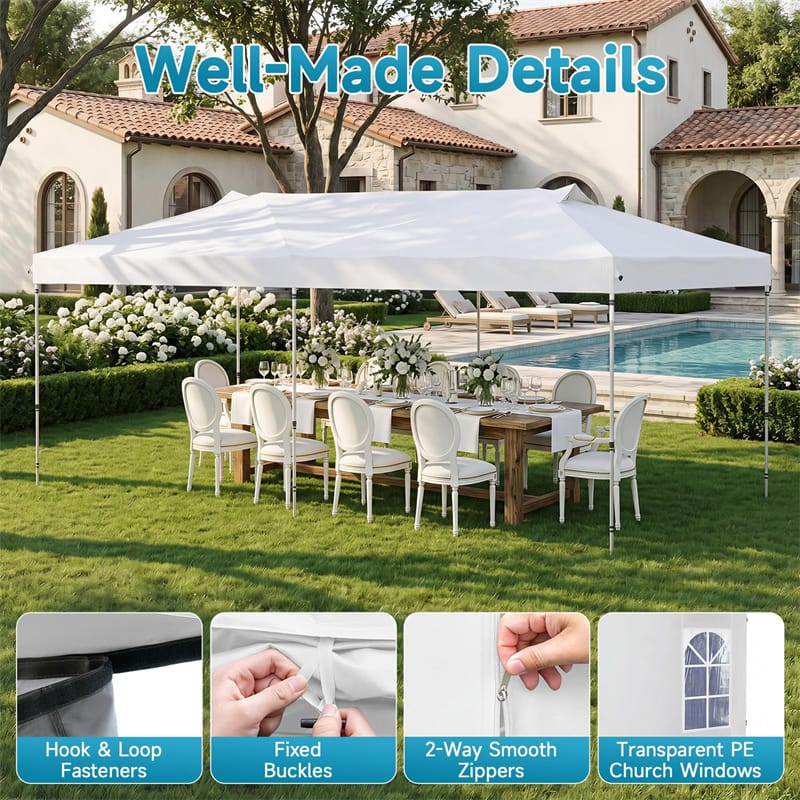 Pop Up Canopy Tent, Waterproof Outdoor Party Event Tent with Sidewalls, Center Lock & Sandbags Carry Bag, Portable Commercial Gazebo