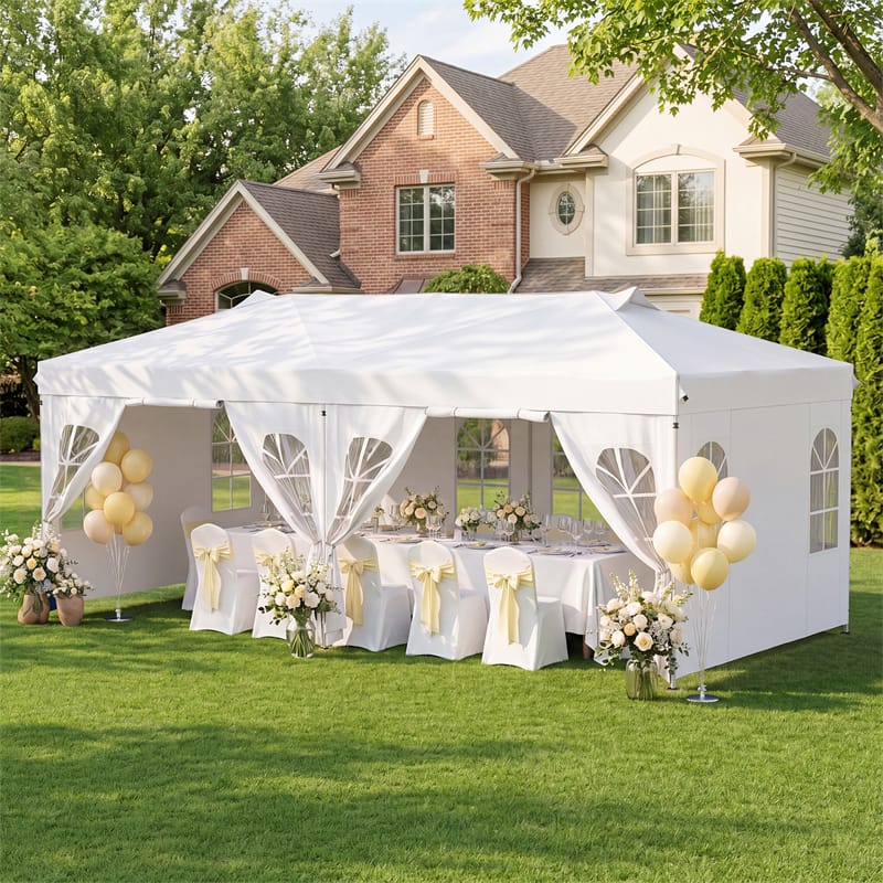 Pop Up Canopy Tent, Waterproof Outdoor Party Event Tent with Sidewalls, Center Lock & Sandbags Carry Bag, Portable Commercial Gazebo
