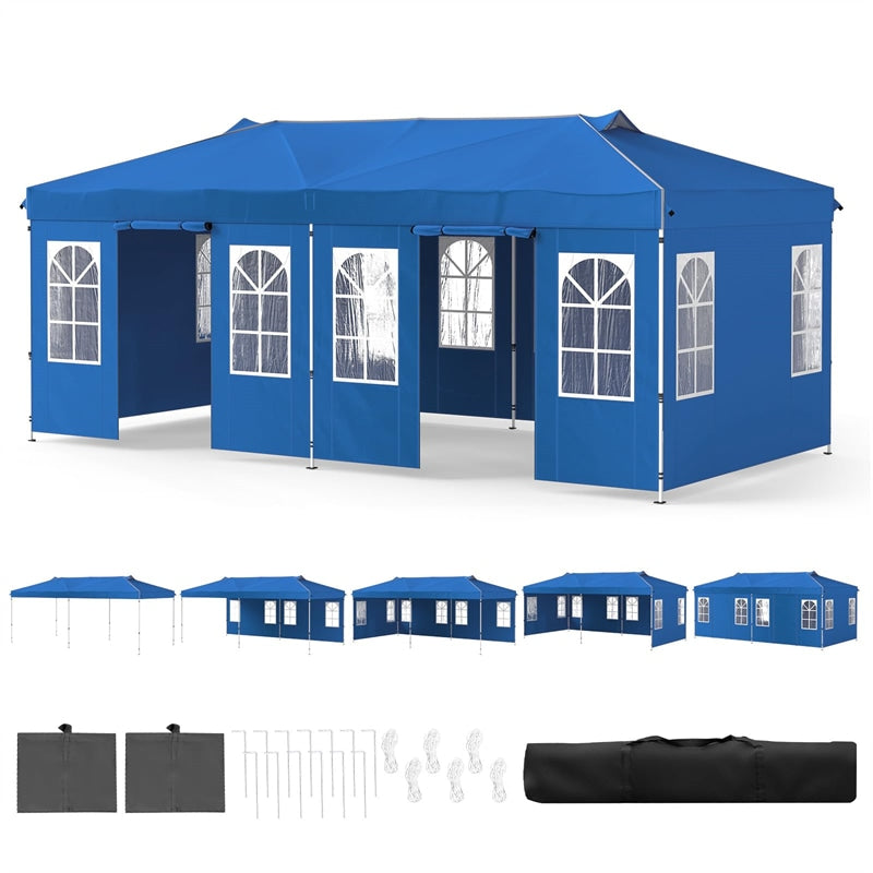 Pop Up Canopy Tent, Waterproof Outdoor Party Event Tent with Sidewalls, Center Lock & Sandbags Carry Bag, Portable Commercial Gazebo
