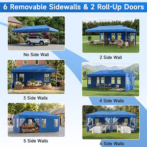 Pop Up Canopy Tent, Waterproof Outdoor Party Event Tent with Sidewalls, Center Lock & Sandbags Carry Bag, Portable Commercial Gazebo