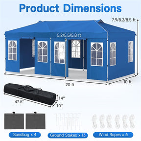 Pop Up Canopy Tent, Waterproof Outdoor Party Event Tent with Sidewalls, Center Lock & Sandbags Carry Bag, Portable Commercial Gazebo