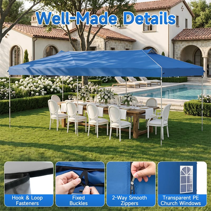 Pop Up Canopy Tent, Waterproof Outdoor Party Event Tent with Sidewalls, Center Lock & Sandbags Carry Bag, Portable Commercial Gazebo