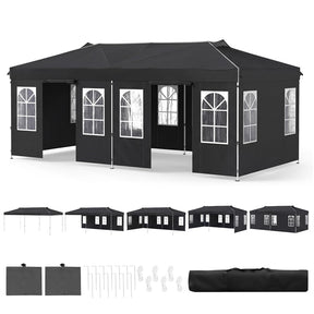 Pop Up Canopy Tent, Waterproof Outdoor Party Event Tent with Sidewalls, Center Lock & Sandbags Carry Bag, Portable Commercial Gazebo