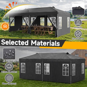 Pop Up Canopy Tent, Waterproof Outdoor Party Event Tent with Sidewalls, Center Lock & Sandbags Carry Bag, Portable Commercial Gazebo