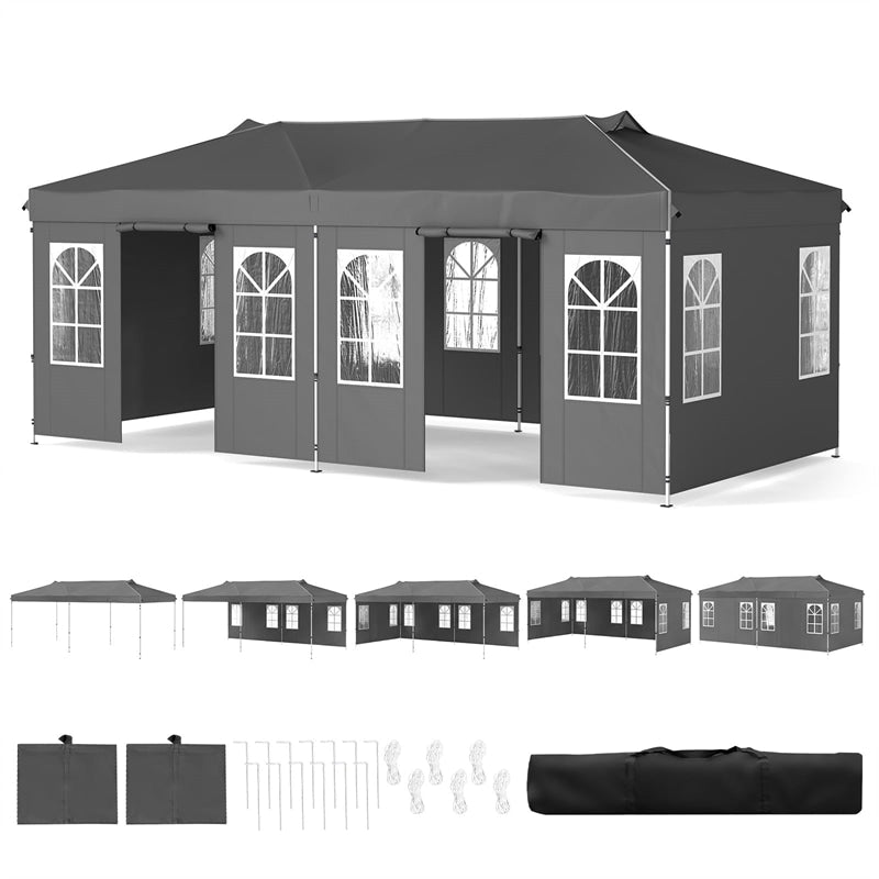 Pop Up Canopy Tent, Waterproof Outdoor Party Event Tent with Sidewalls, Center Lock & Sandbags Carry Bag, Portable Commercial Gazebo