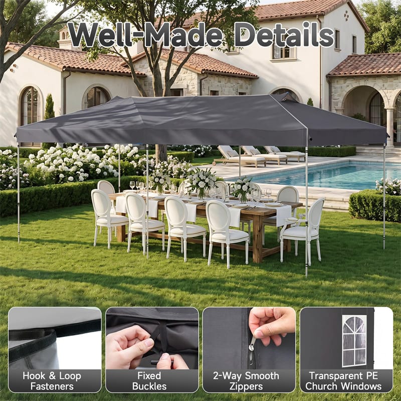 Pop Up Canopy Tent, Waterproof Outdoor Party Event Tent with Sidewalls, Center Lock & Sandbags Carry Bag, Portable Commercial Gazebo