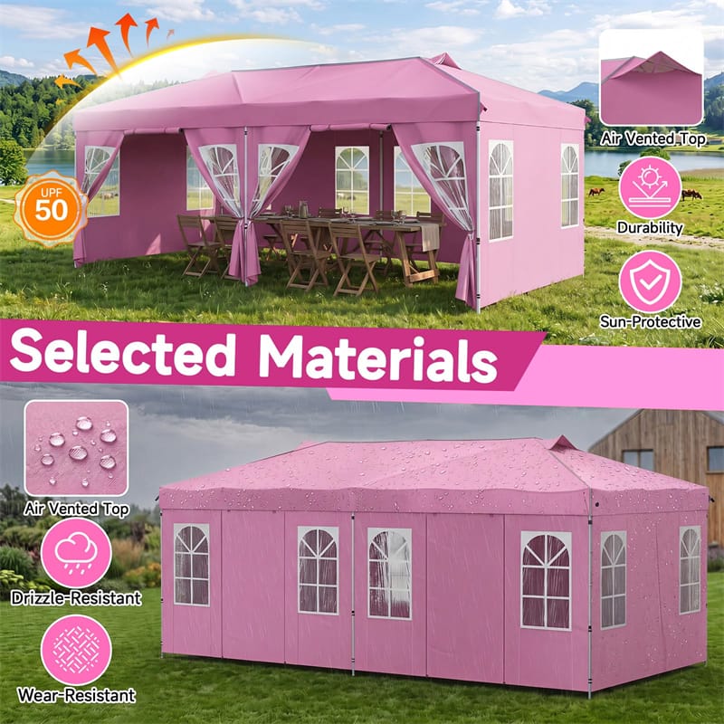 Pop Up Canopy Tent, Waterproof Outdoor Party Event Tent with Sidewalls, Center Lock & Sandbags Carry Bag, Portable Commercial Gazebo