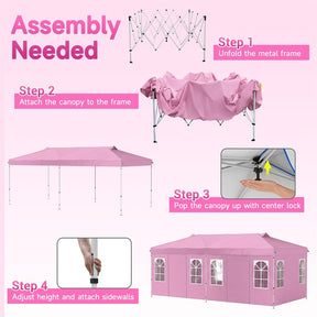 Pop Up Canopy Tent, Waterproof Outdoor Party Event Tent with Sidewalls, Center Lock & Sandbags Carry Bag, Portable Commercial Gazebo
