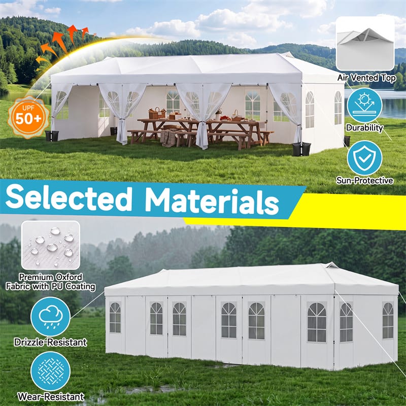 Pop Up Canopy Tent, Waterproof Outdoor Party Event Tent with Sidewalls, Center Lock & Sandbags Carry Bag, Portable Commercial Gazebo