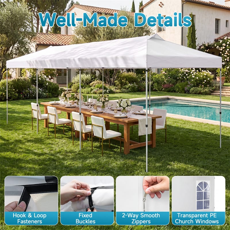 Pop Up Canopy Tent, Waterproof Outdoor Party Event Tent with Sidewalls, Center Lock & Sandbags Carry Bag, Portable Commercial Gazebo