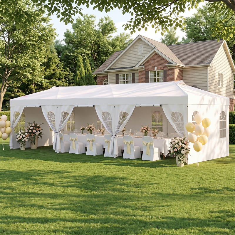 Pop Up Canopy Tent, Waterproof Outdoor Party Event Tent with Sidewalls, Center Lock & Sandbags Carry Bag, Portable Commercial Gazebo