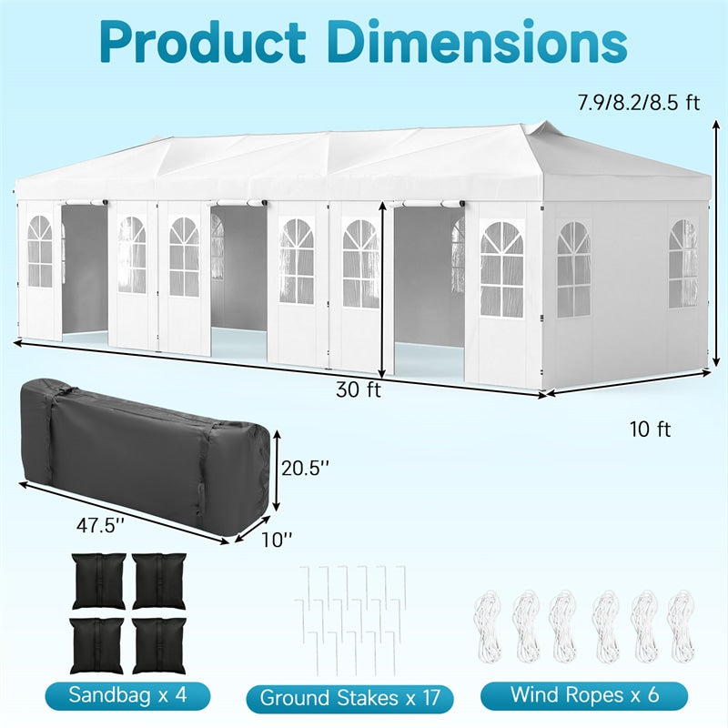 Pop Up Canopy Tent, Waterproof Outdoor Party Event Tent with Sidewalls, Center Lock & Sandbags Carry Bag, Portable Commercial Gazebo