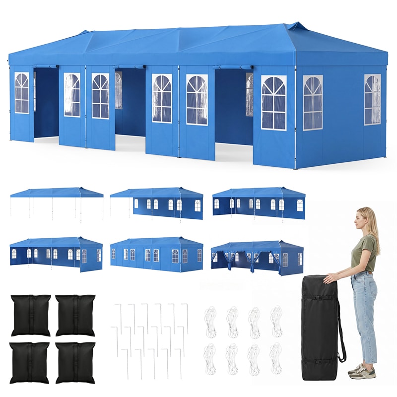 Pop Up Canopy Tent, Waterproof Outdoor Party Event Tent with Sidewalls, Center Lock & Sandbags Carry Bag, Portable Commercial Gazebo