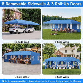 Pop Up Canopy Tent, Waterproof Outdoor Party Event Tent with Sidewalls, Center Lock & Sandbags Carry Bag, Portable Commercial Gazebo