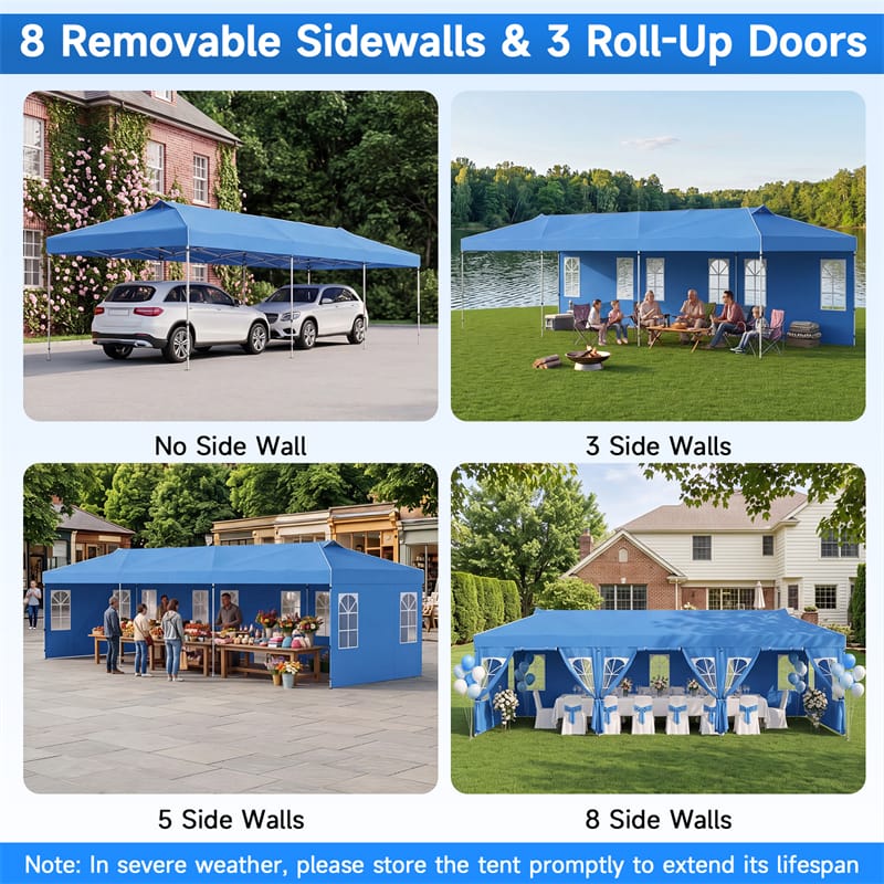 Pop Up Canopy Tent, Waterproof Outdoor Party Event Tent with Sidewalls, Center Lock & Sandbags Carry Bag, Portable Commercial Gazebo