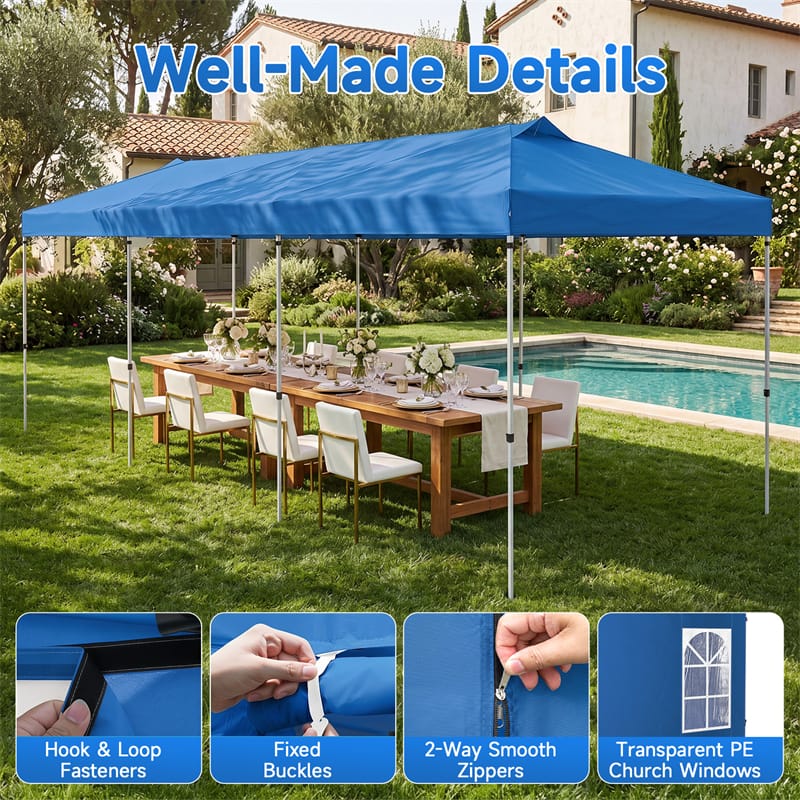 Pop Up Canopy Tent, Waterproof Outdoor Party Event Tent with Sidewalls, Center Lock & Sandbags Carry Bag, Portable Commercial Gazebo