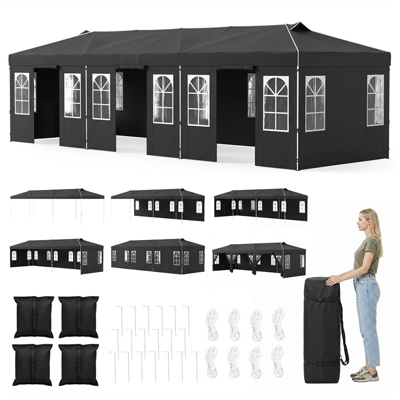 Pop Up Canopy Tent, Waterproof Outdoor Party Event Tent with Sidewalls, Center Lock & Sandbags Carry Bag, Portable Commercial Gazebo