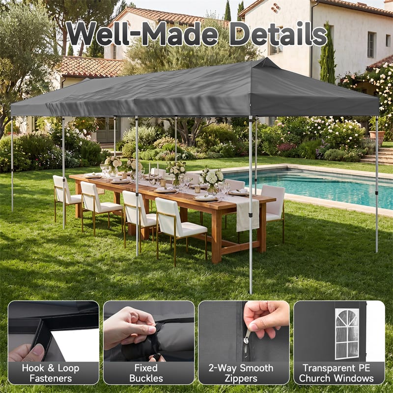 Pop Up Canopy Tent, Waterproof Outdoor Party Event Tent with Sidewalls, Center Lock & Sandbags Carry Bag, Portable Commercial Gazebo