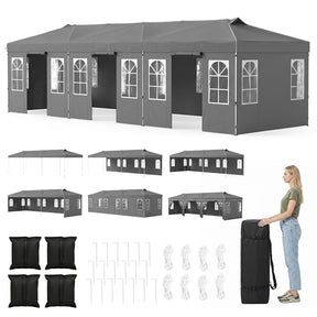 Pop Up Canopy Tent, Waterproof Outdoor Party Event Tent with Sidewalls, Center Lock & Sandbags Carry Bag, Portable Commercial Gazebo